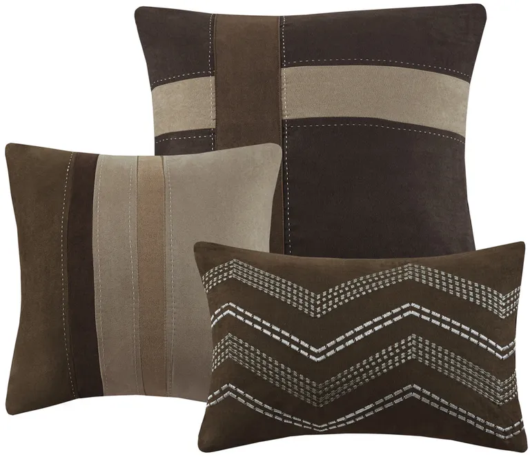 Set of Seven Brown  Ring Stitch Polyester Sham And Comforter Photo 4