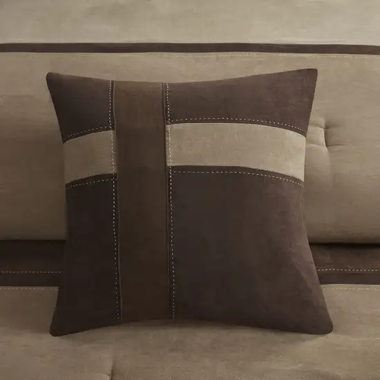 Set of Seven Brown King Ring Stitch Polyester Sham And Comforter Photo 9