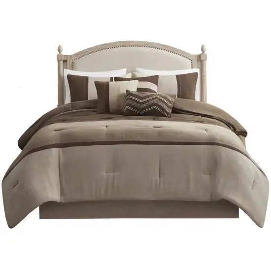 Set of Seven Brown  Ring Stitch Polyester Sham And Comforter Photo 2