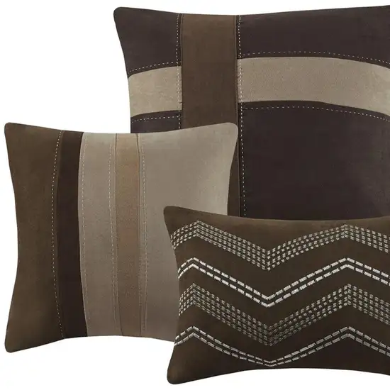 Set of Seven Brown  Ring Stitch Polyester Sham And Comforter Photo 7