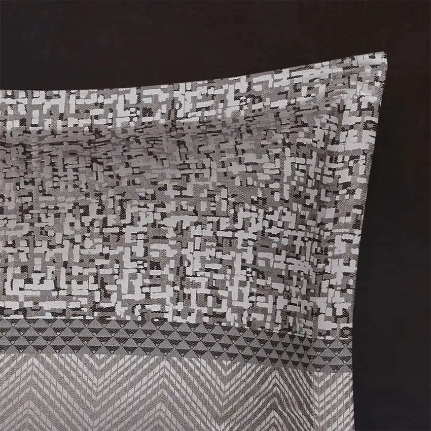 Set of Seven Gray And Taupe Striped  Ring Stitch Polyester Sham And Comforter Photo 9