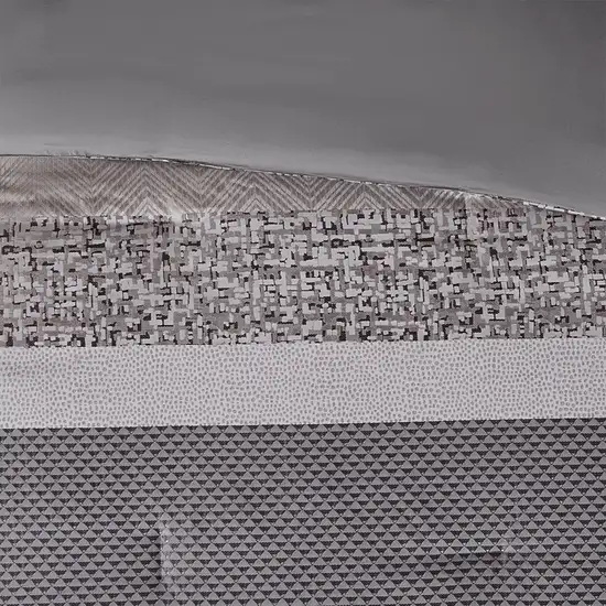 Set of Seven Gray And Taupe Striped  Ring Stitch Polyester Sham And Comforter Photo 6