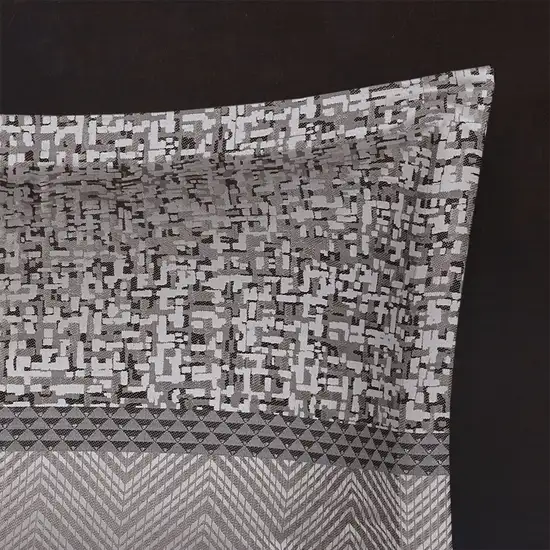 Set of Seven Gray And Taupe Striped Queen Ring Stitch Polyester Sham And Comforter Photo 6