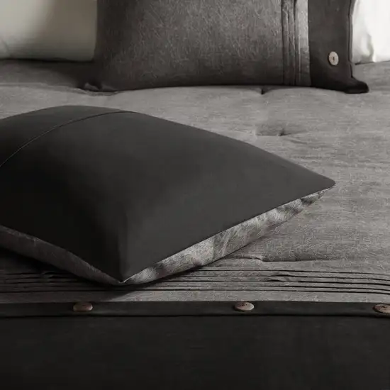 Set of Seven Gray  Ring Stitch Polyester Sham And Comforter Photo 5