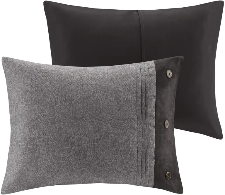 Set of Seven Gray  Ring Stitch Polyester Sham And Comforter Photo 2