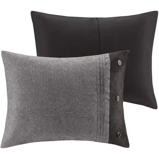 Set of Seven Gray  Ring Stitch Polyester Sham And Comforter Photo 2