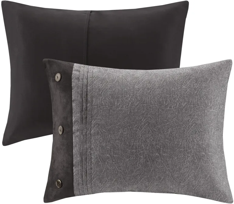 Set of Seven Gray  Ring Stitch Polyester Sham And Comforter Photo 3