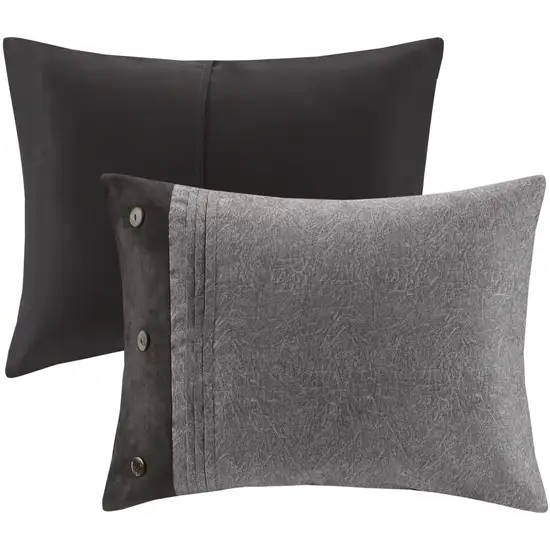 Set of Seven Gray  Ring Stitch Polyester Sham And Comforter Photo 3