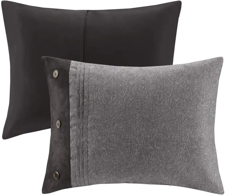 Set of Seven Gray King Ring Stitch Polyester Sham And Comforter Photo 3