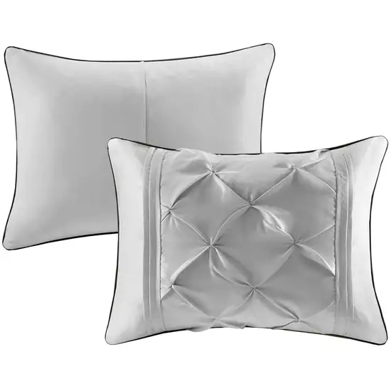 Set of Seven Gray  Ring Stitch Polyester Sham And Comforter Photo 4