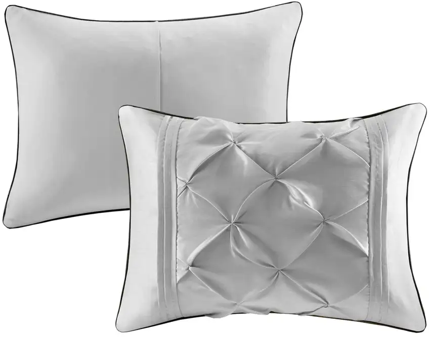 Set of Seven Gray  Ring Stitch Polyester Sham And Comforter Photo 4