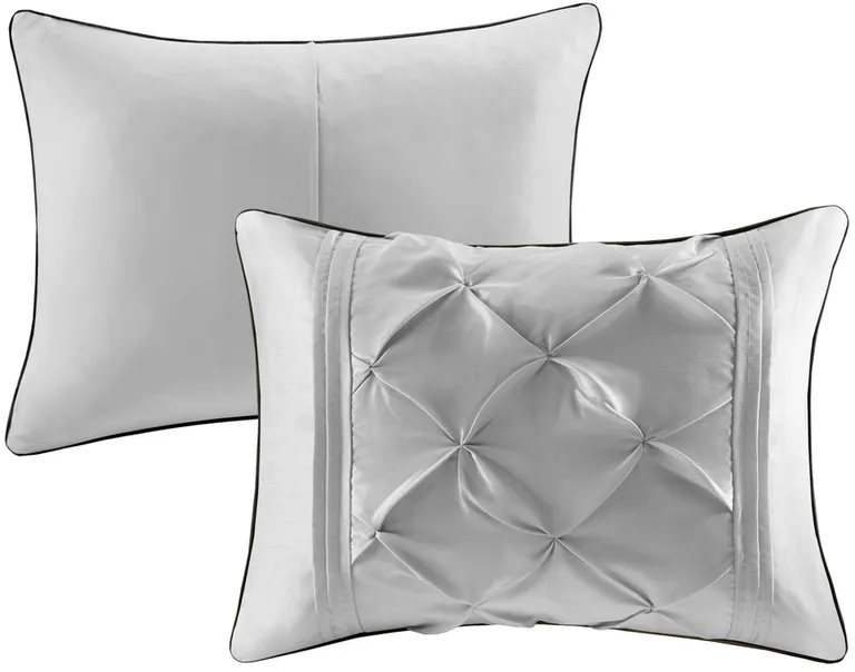 Set of Seven Gray  Ring Stitch Polyester Sham And Comforter Photo 4