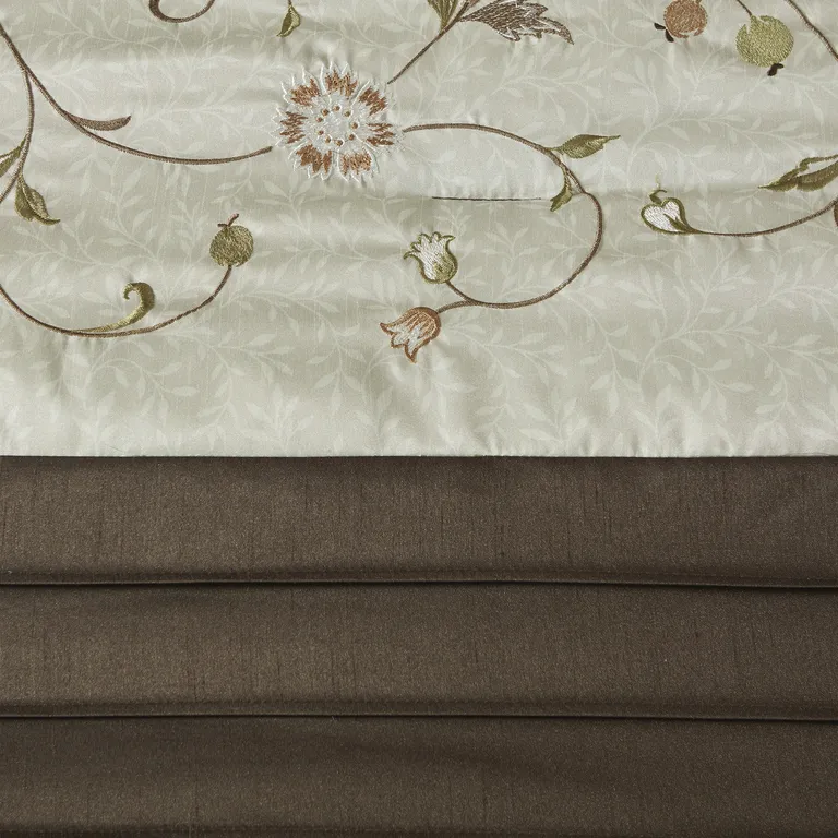 Set of Seven Green And Brown Floral  Ring Stitch Polyester Sham And Comforter Photo 5