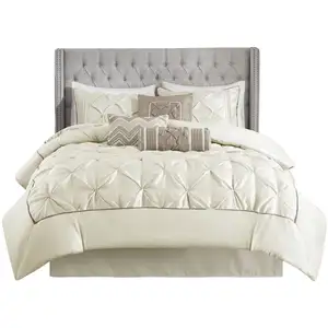 Photo of Set of Seven Ivory  Ring Stitch Polyester Sham And Comforter