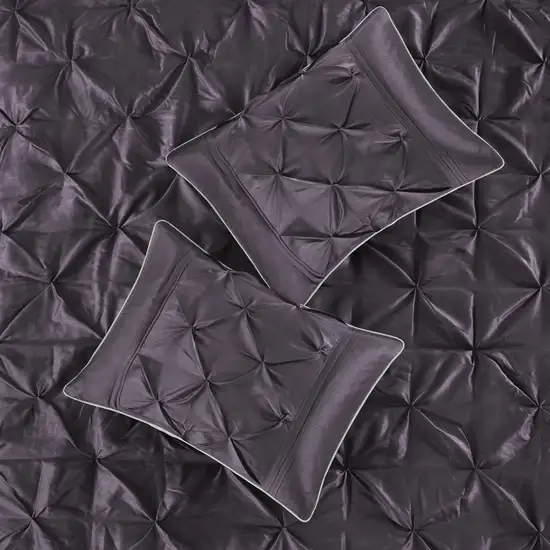 Set of Seven Plum  Ring Stitch Polyester Sham And Comforter Photo 6