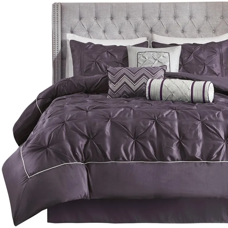 Set of Seven Plum  Ring Stitch Polyester Sham And Comforter Photo 5