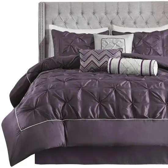 Set of Seven Plum  Ring Stitch Polyester Sham And Comforter Photo 5