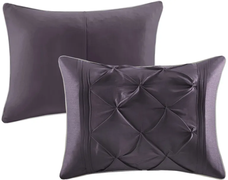 Set of Seven Plum  Ring Stitch Polyester Sham And Comforter Photo 5