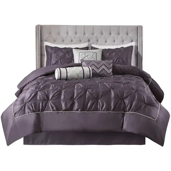 Set of Seven Plum  Ring Stitch Polyester Sham And Comforter Photo 3