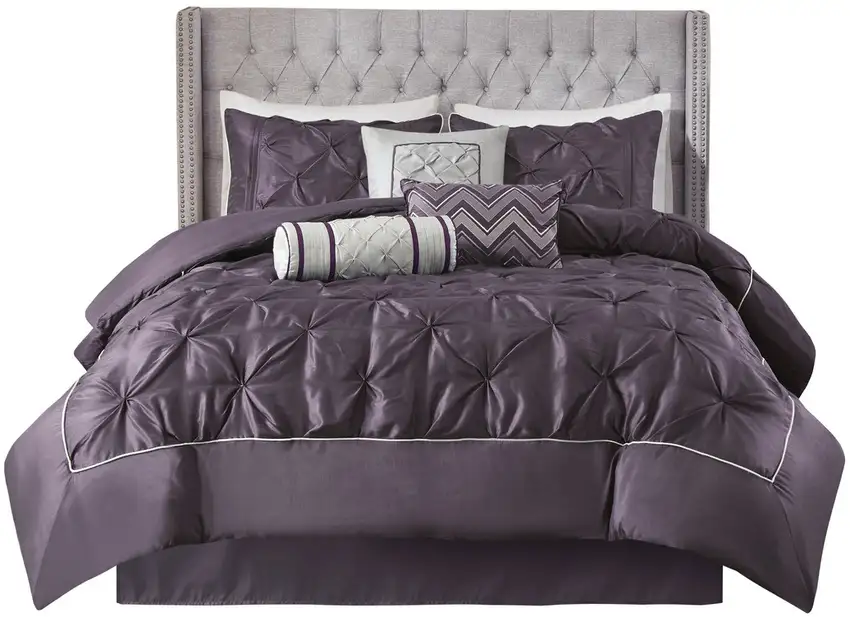 Set of Seven Plum  Ring Stitch Polyester Sham And Comforter Photo 3