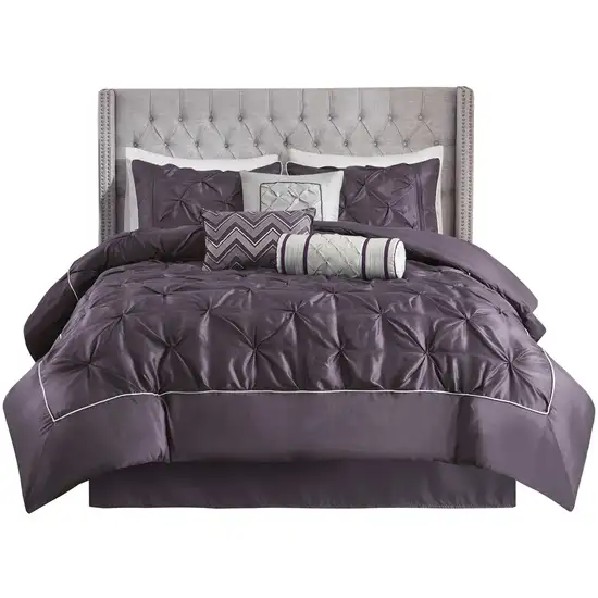 Set of Seven Plum  Ring Stitch Polyester Sham And Comforter Photo 1