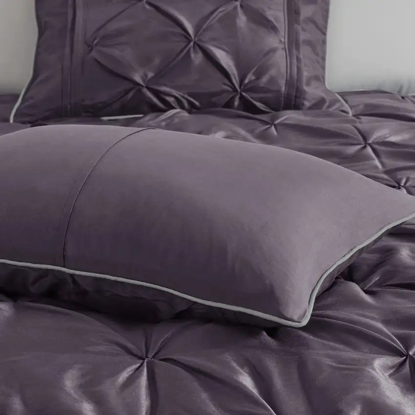 Set of Seven Plum  Ring Stitch Polyester Sham And Comforter Photo 8