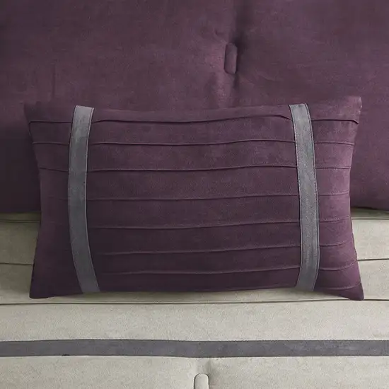 Set of Seven Purple And Gray Striped King Ring Stitch Polyester Sham And Comforter Photo 8