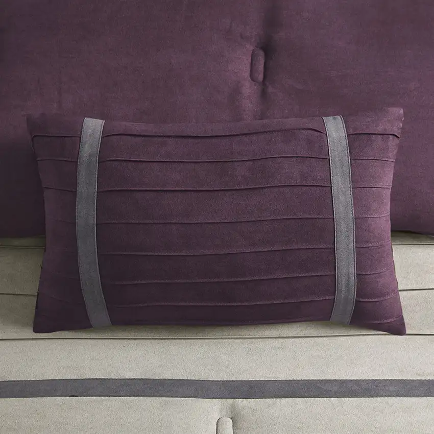Set of Seven Purple And Gray Striped King Ring Stitch Polyester Sham And Comforter Photo 8