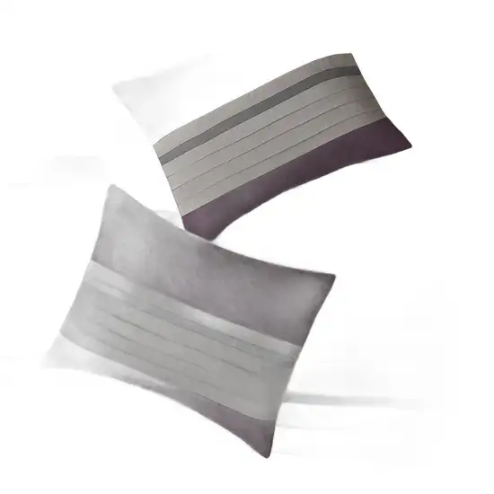 Set of Seven Purple And Gray Striped King Ring Stitch Polyester Sham And Comforter Photo 2