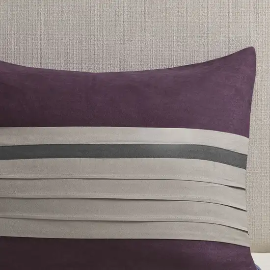 Set of Seven Purple And Gray Striped King Ring Stitch Polyester Sham And Comforter Photo 9