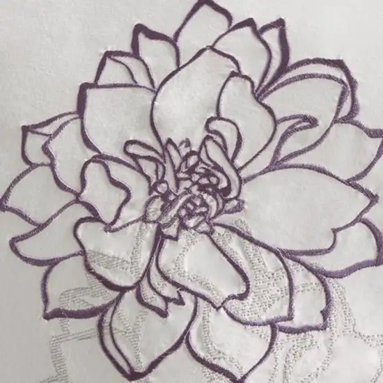 Set of Seven Purple And White Floral Queen Ring Stitch Sham And Comforter Photo 3