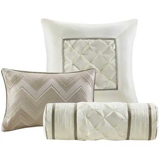 Set of Seven Taupe  Ring Stitch Polyester Sham And Comforter Photo 3