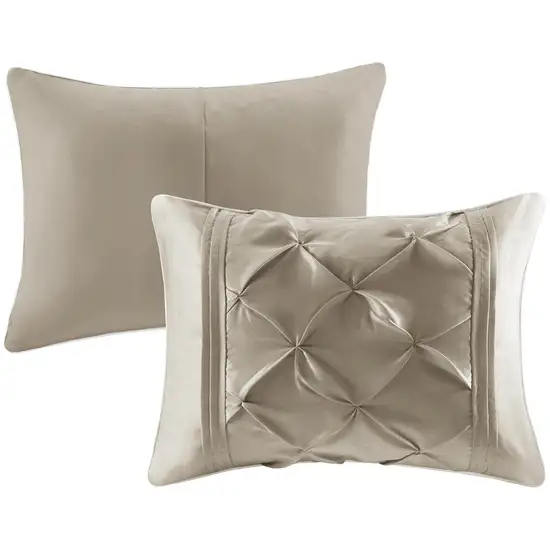 Set of Seven Taupe  Ring Stitch Polyester Sham And Comforter Photo 4