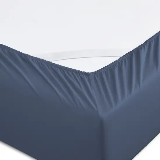 Six Piece Blue Tencel Lyocell Queen Sheet Set Photo 3