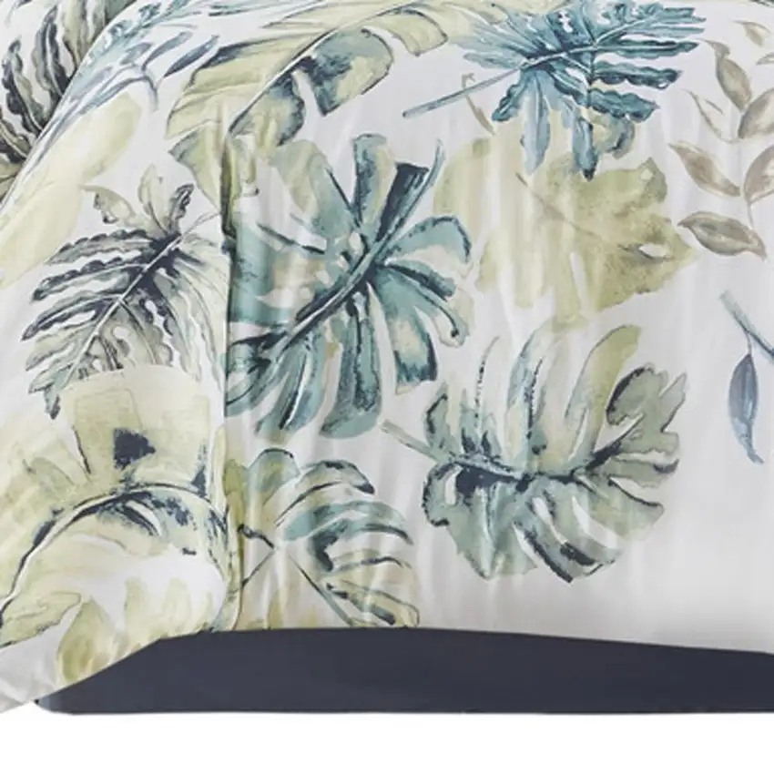 Set of Six White Blue And Green King Ring Stitch Sham And Comforter Photo 3