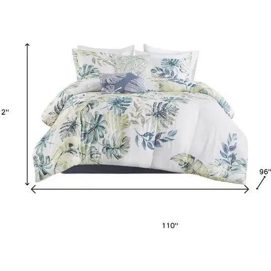 Set of Six White Blue And Green King Ring Stitch Sham And Comforter Photo 7