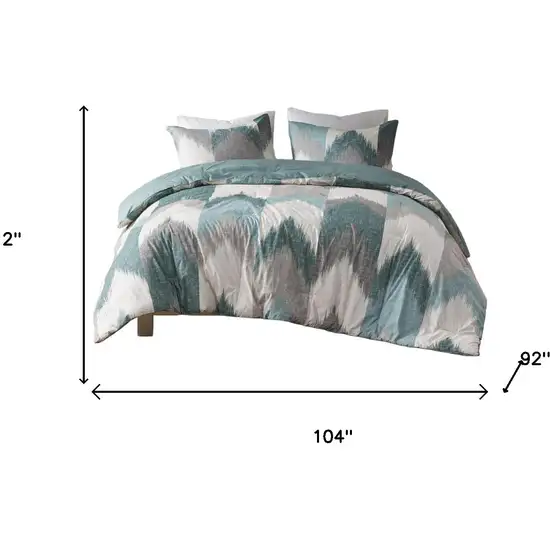 Set of Three Aqua And White King Ring Stitch Polyester Sham And Comforter Photo 7