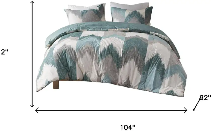 Set of Three Aqua And White King Ring Stitch Polyester Sham And Comforter Photo 7