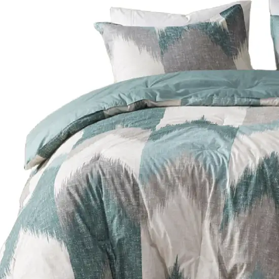 Set of Three Aqua And White King Ring Stitch Polyester Sham And Comforter Photo 3