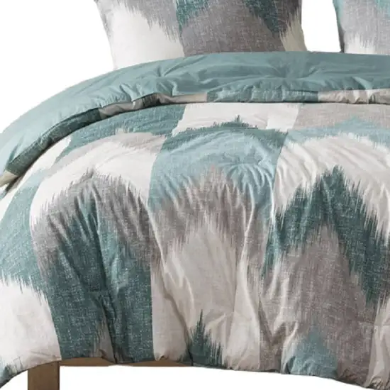 Set of Three Aqua And White King Ring Stitch Polyester Sham And Comforter Photo 5