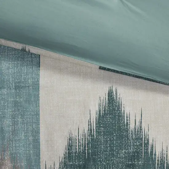 Set of Three Aqua And White Ring Stitch Polyester Sham And Comforter Photo 9