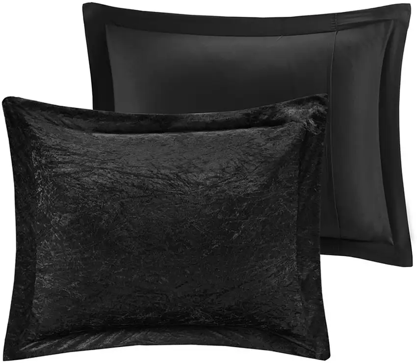 Set of Three Black Twin Ring Stitch Polyester Sham And Comforter Photo 5