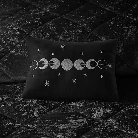 Set of Three Black  Ring Stitch Polyester Sham And Comforter Photo 6