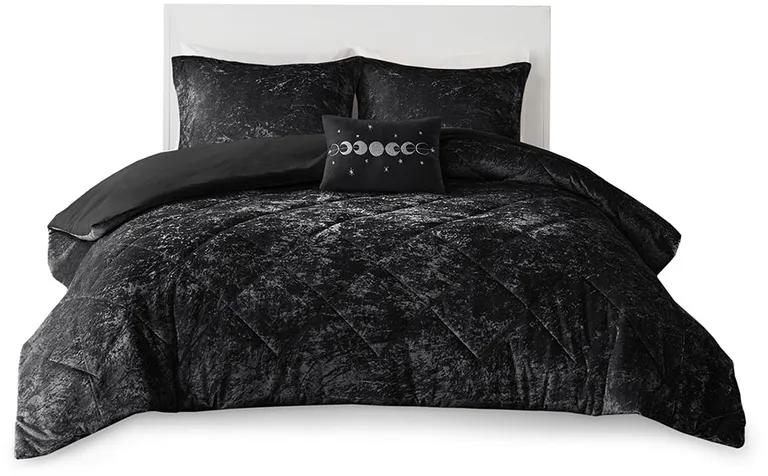 Set of Three Black  Ring Stitch Polyester Sham And Comforter Photo 2