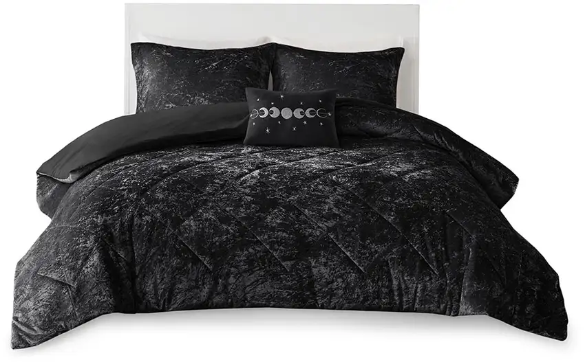 Set of Three Black  Ring Stitch Polyester Sham And Comforter Photo 2