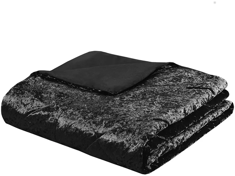 Set of Three Black  Ring Stitch Polyester Sham And Comforter Photo 4