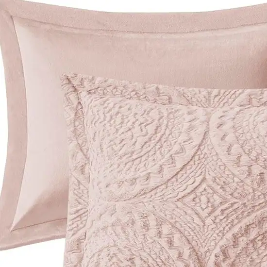 Set of Three Blush Medallion  Ring Stitch Polyester Sham And Comforter Photo 4