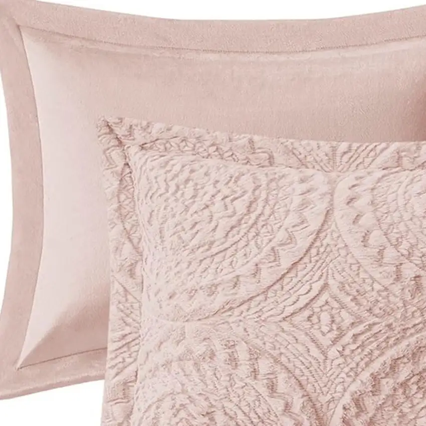 Set of Three Blush Medallion  Ring Stitch Polyester Sham And Comforter Photo 4