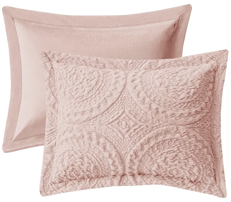 Set of Three Blush Medallion  Ring Stitch Polyester Sham And Comforter Photo 3
