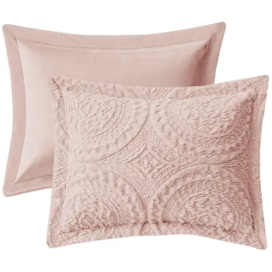 Set of Three Blush Medallion Twin Ring Stitch Polyester Sham And Comforter Photo 3